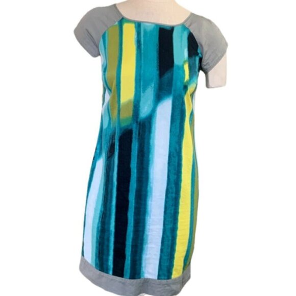 Kenneth Cole Colorful Abstract Print Mixed Media T-Shirt Dress Sz XS #303J - Picture 2 of 8